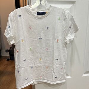 Polo by Ralph Lauren White Tee with Colorful Logo Accents